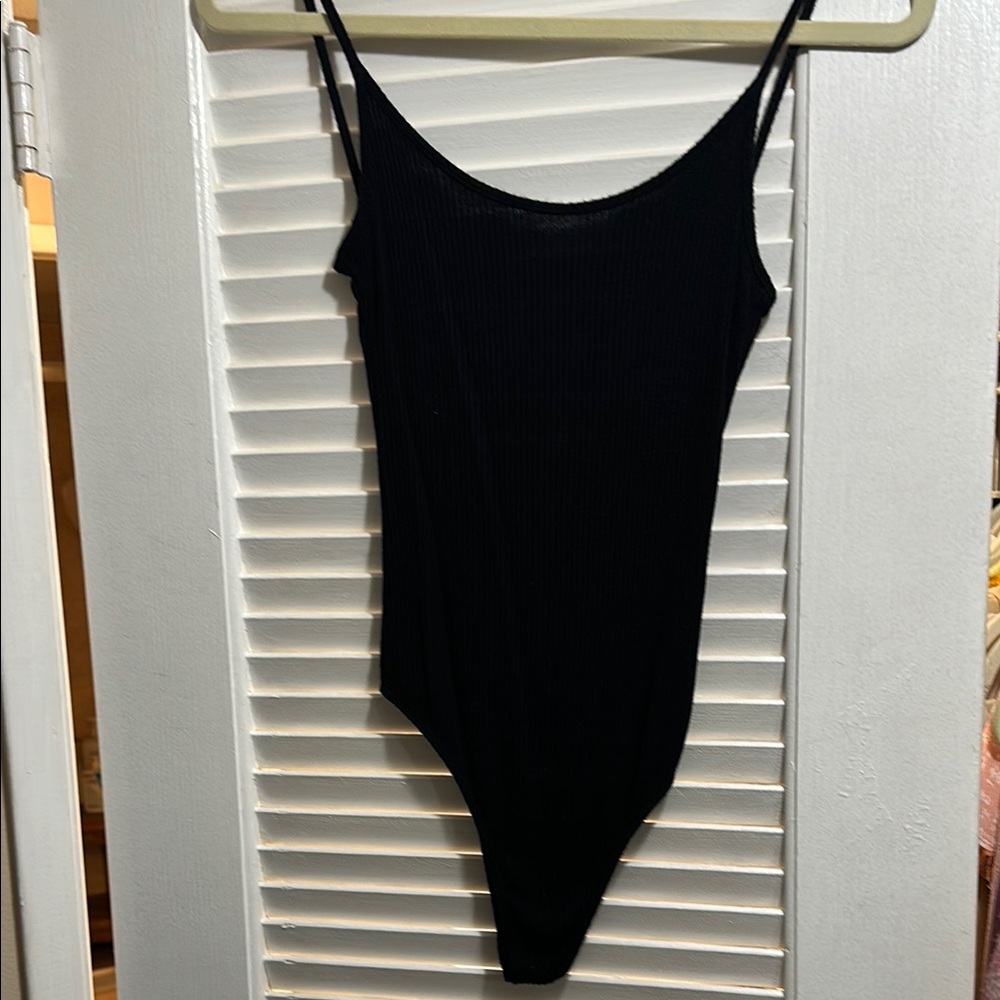 Black Ribbed Bodysuit
